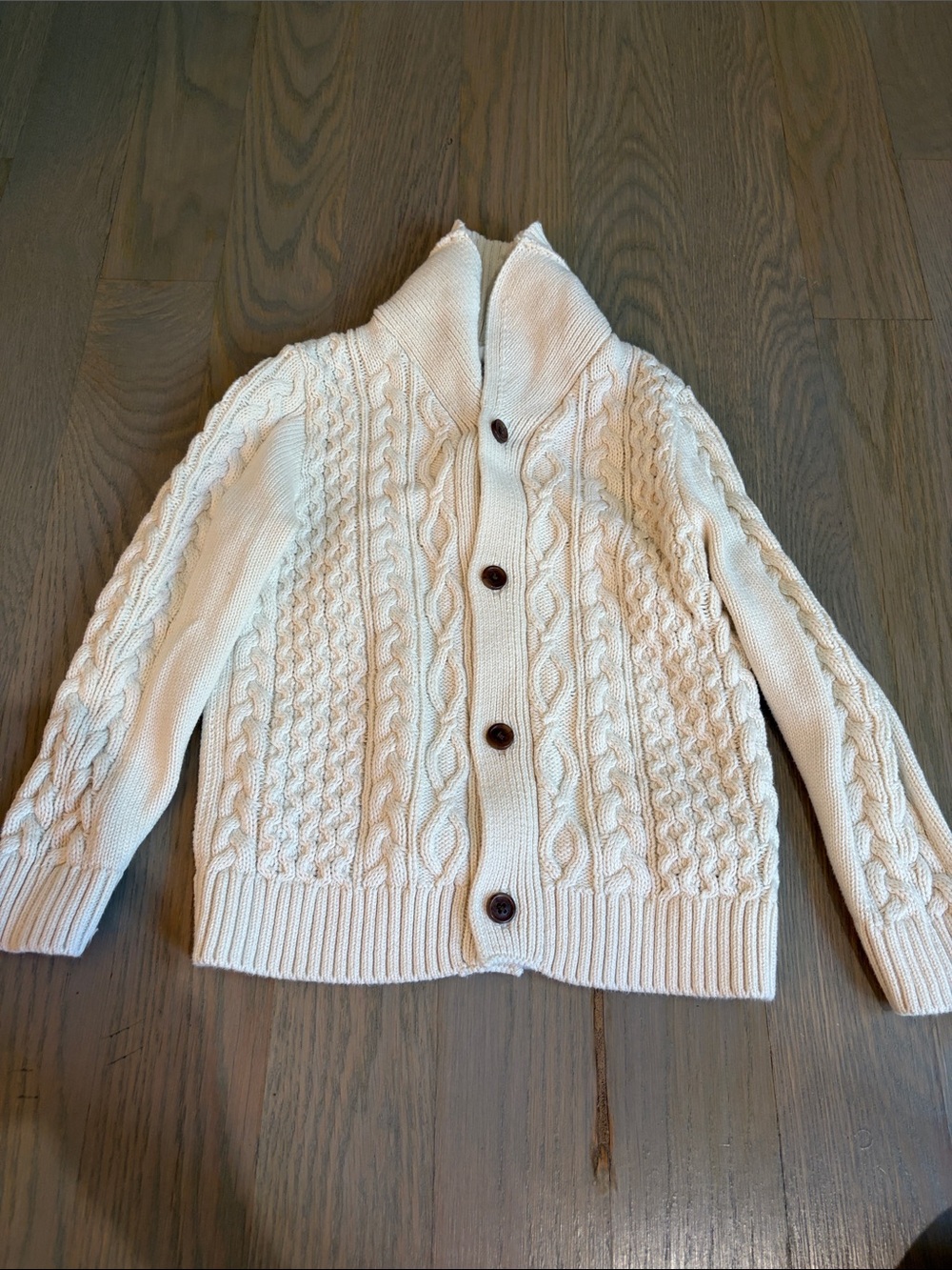 GAP Ivory Cable Knit Button-Up Cardigan